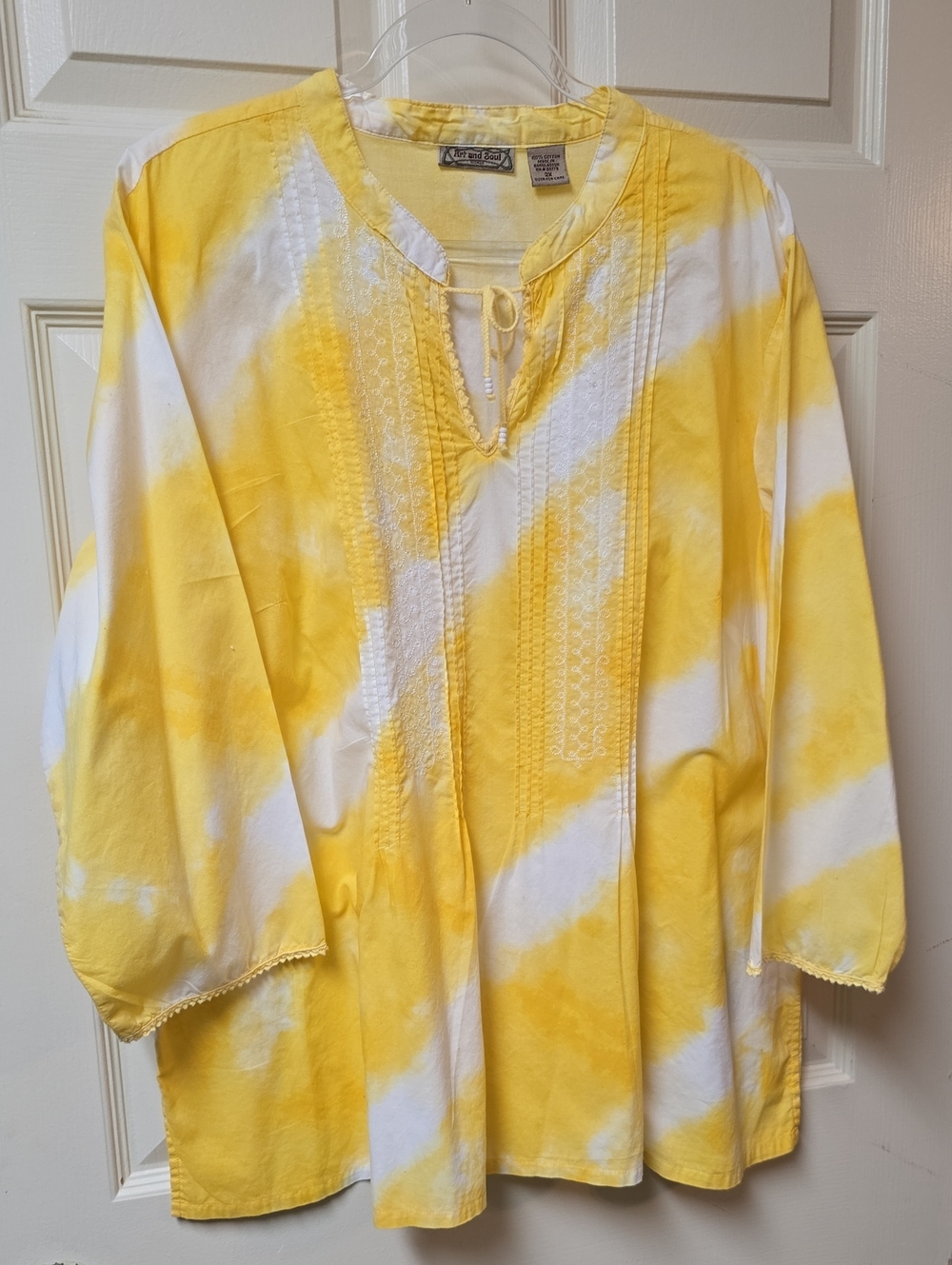 Art and Soul | Tunic Top | Yellow & White | Woman | Size 2X